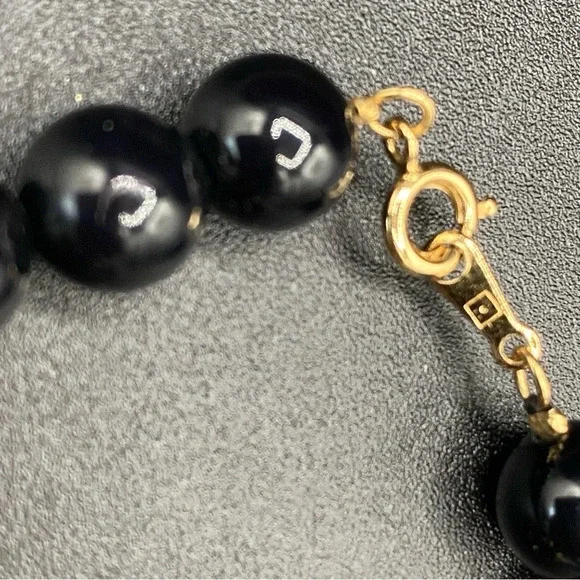 Vintage Avon Black Plastic and Faux Pearl Necklace and Pierced Earrings Set - Picture 6 of 14